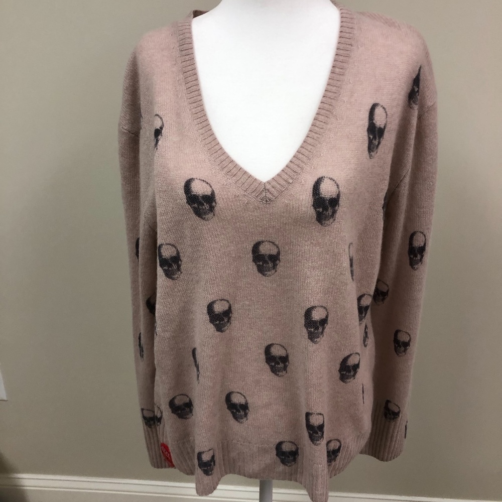 Skull Cashmere V Neck Sweater from 360 Cashmere
